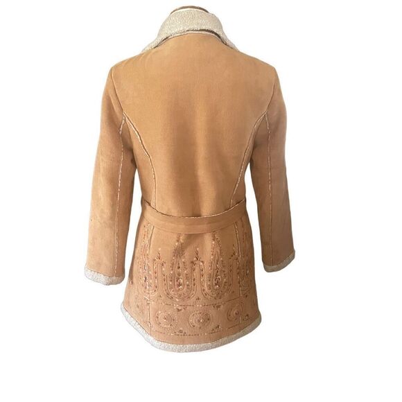 Daniel Benjamin Faux Leather Sherpa Lined Embroidered Boho Style Jacket Size Sma - Picture 4 of 13